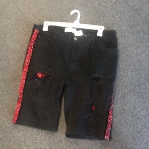 DNA distressed men bling shorts